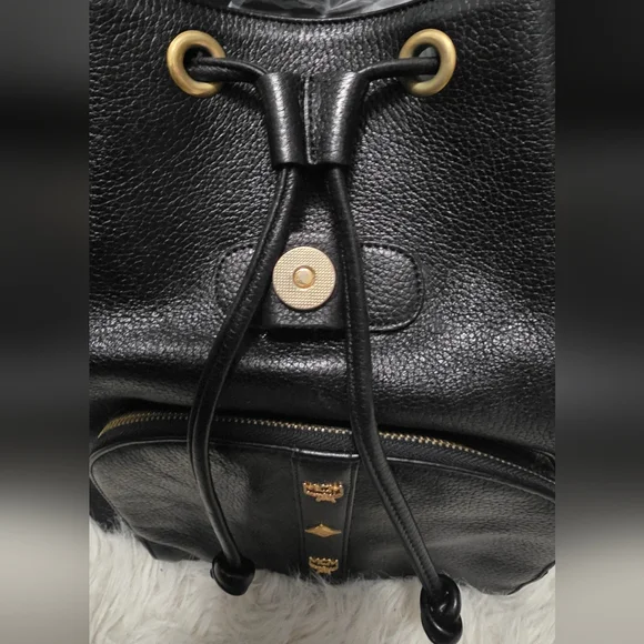 MCM Vintage Black Leather Backpack Bag